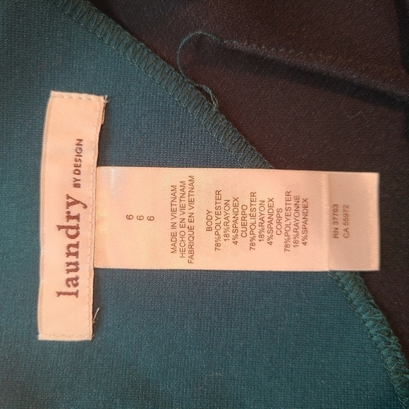 Laundry by Design Fitted Mini Dress Green 3/4 Sleeve, Size 6 - Picture 6 of 8